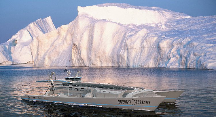Energy Observer chỉ tận dụng ánh sáng mặt trời, gió và khí hydro để vận hành. Energy Observer chỉ tận dụng ánh sáng mặt trời, gió và khí hydro để vận hành.