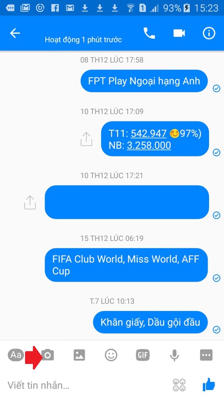 facebook messenger da co nut chup anh valentine