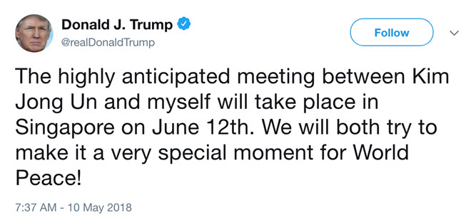 Trump se gap Kim Jong Un ngay 12/6 tai Singapore hinh anh 1