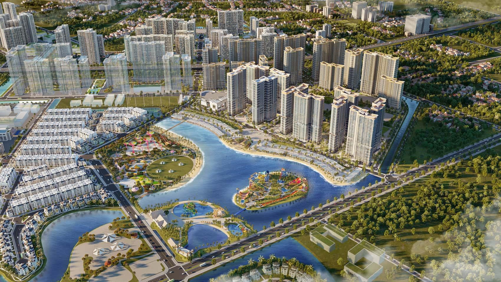 A city with a river and buildingsDescription automatically generated